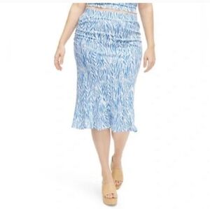 Diane Von Furstenberg X Target Midi Skirt Knit A Line Sea Twig Blue White 1X